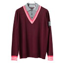 ディセンバーメイ ゴルフ ニットポロ メンズ 長袖 フェイクレイヤード セーター ニット テンセル ポロシャツ 重ね着風 保湿 吸湿 速乾 ゴルフウェア ブラン...