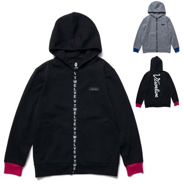 V12 ゴルフ パーカー ダンボールニット メンズ 無地 長袖 フルジップ フード フーディー ゴルフウェア ブラック グレー 春 秋 冬 服 V122210-SW06 GOLF