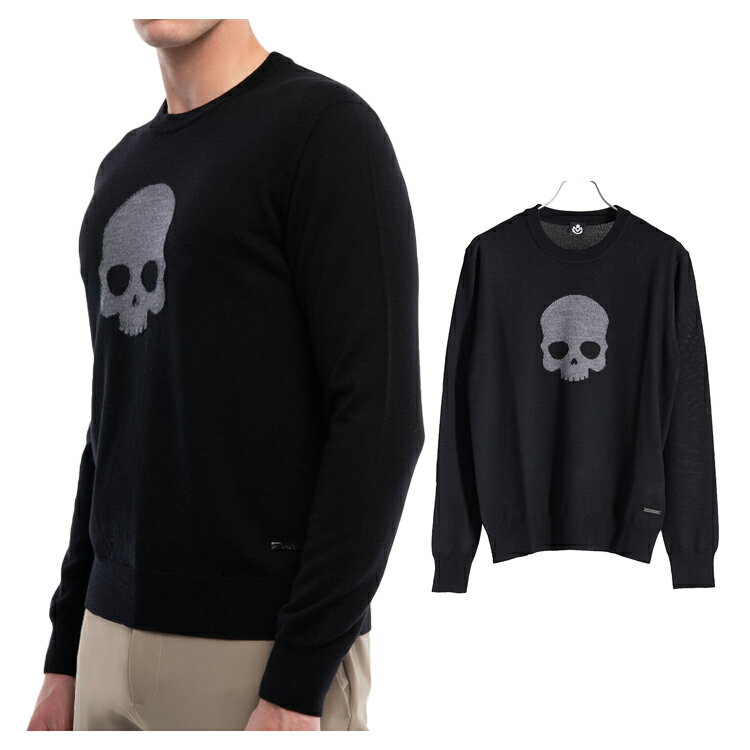 【セール対象】 ハイドロゲン ゴルフ セーター メンズ 長袖 ニット プルオーバー クルーネック 羊毛 ゴルフウェア ブランド 551-12330001 HYDROGEN GOLF