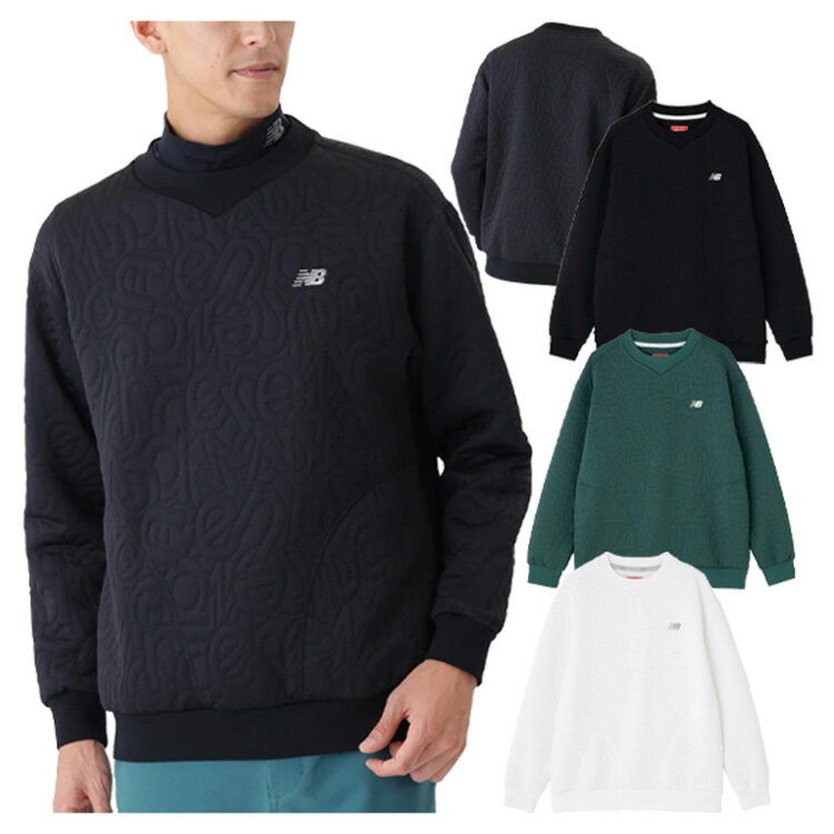 ニューバランス ゴルフ トレーナー メンズ 長袖 クルーネック プルオーバー キルト ストレッチ ゴルフウェア 総柄 ブランド 0125262003 New Balance golf