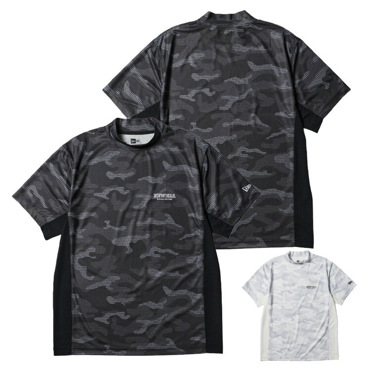 Rakuten - ニューエラ ゴルフ モックシャツ メンズ レディース 半袖 Tシャツ ミッドネック 通気性 吸汗速乾 ゴルフウェア ブランド 迷彩 総柄 14859926 14859927 NEW ERA 春 夏