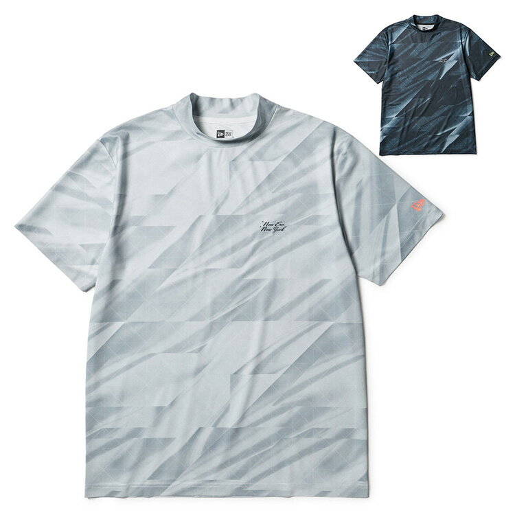 Rakuten - ニューエラ ゴルフ モックシャツ メンズ レディース 半袖 Tシャツ ミッドネック 鹿の子 ゴルフウェア ブランド 総柄 14859928 14859929 NEW ERA 春 夏