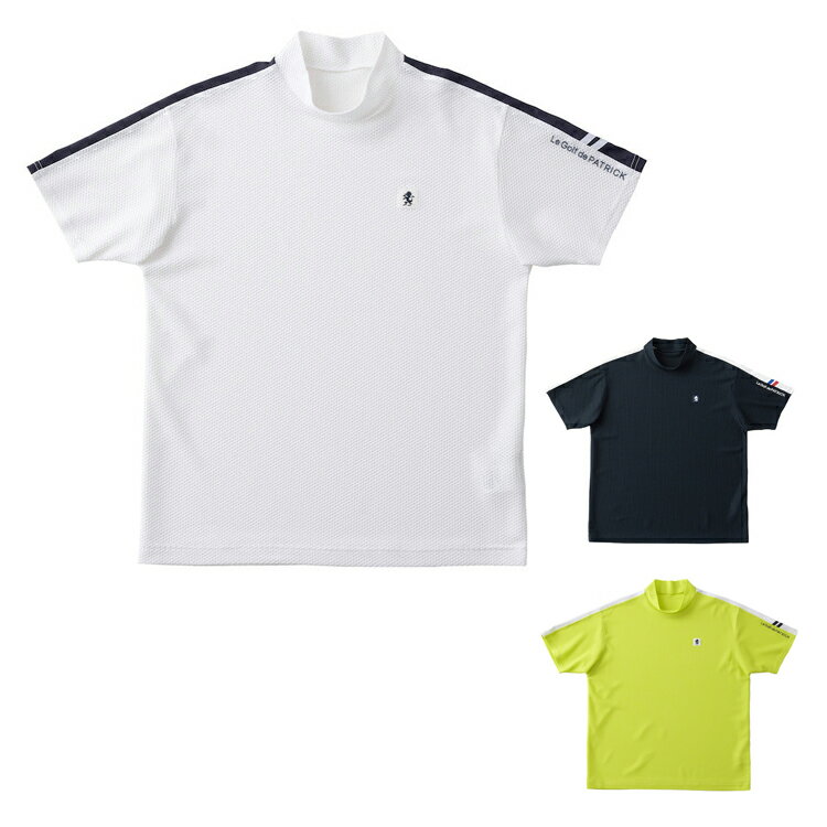 パトリック ゴルフ モックシャツ メンズ 半袖 シャツ ハイネック モックネック メッシュ 軽量 UVカット 吸水速乾性 ストレッチ 無地 ゴルフウェア ブラン...