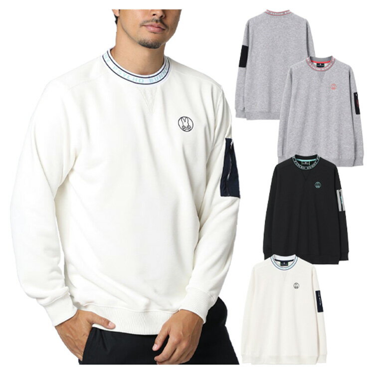 サイコバニー ゴルフ トレーナー メンズ 長袖 プルオーバー クルーネック スウェット ゴルフウェア ロゴ 無地 ブランド GF651 PSYCHO BUNNY