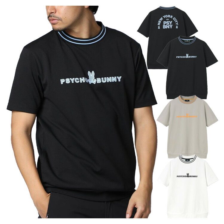 サイコバニー ゴルフ スウェット メンズ 半袖 シャツ Tシャツ クルーネック 機能性生地 ゴルフウェア 無地 ロゴ 春 夏 秋 ブランド GF715 PSYCHO BUNNY