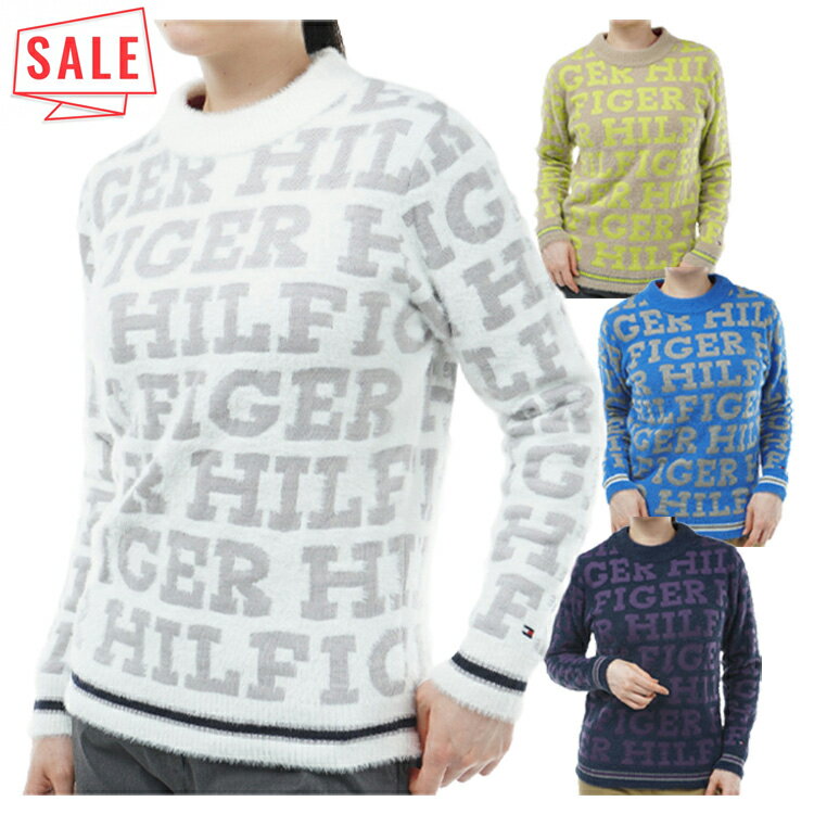 【セール対象】 トミーヒルフィガー ゴルフ セーター レディース 長袖 ボトルネック ニット ホットレイ ゴルフウェア ブランド 総柄 秋 冬 THLA377