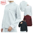 30%オフ トミーヒルフィガー ゴルフ カットソー セーター レディース 長袖 モックネック ニット キルト ゴルフウェア ブランド 総柄 ロゴ 秋 冬 THL...