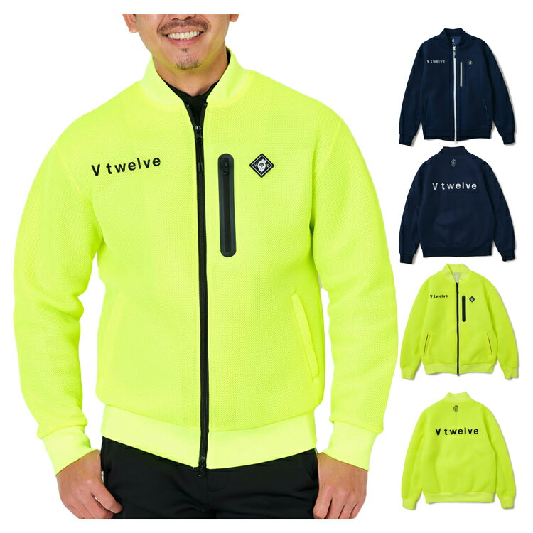 V12 ゴルフ ジャケット メンズ ブルゾン 長袖 メッシュジャケット ゴルフウェア ストレッチ ブランド 無地 ロゴ シンプル V122320-JK04