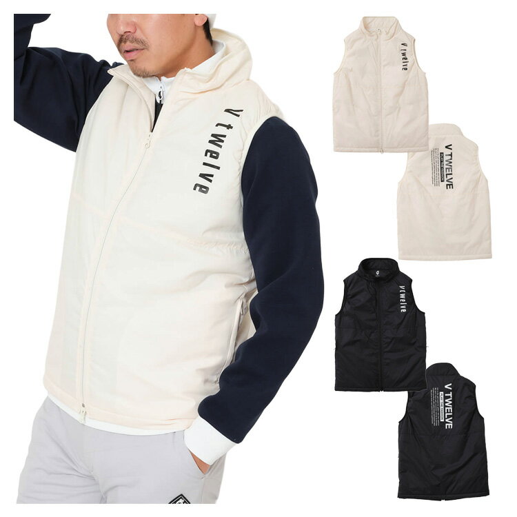 V12 ゴルフ ベスト メンズ ジャケット 防寒 防風 撥水 保温 軽量 フルジップ ゴルフウェア ブランド 無地 ロゴ V122520-JK07