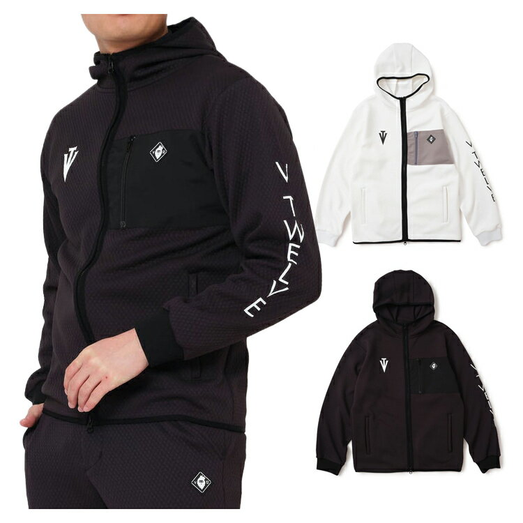 V12 ゴルフ パーカー メンズ 長袖 フルジップ ストレッチ ジャケット フード 無地 ゴルフウェア ブランド V122520-SW03 V12 GOLF