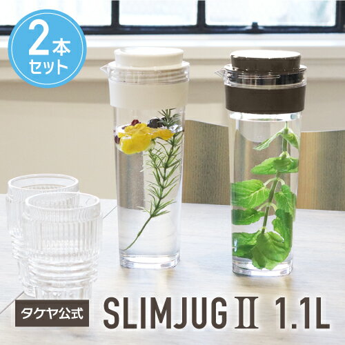 タケヤ 【メーカー公式】 冷水筒 水筒 1l タケヤ スリムジャグ2 1.1L 【2本セット】 お得な2本セットフレッシュロック WEB限定色 ココナッツホワイト チャコールブラウン 横置きOK 熱湯OK 開閉…