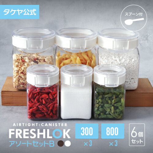 【12月4日20時より販売開始!(モバイル会員様は3日20時)】お得な売れ筋セット! 【送料無料】 タケヤ フレッシュロック アソートセットB(角型 300×3 800×3) スパイス 調味料入れ 密閉 プラスチック キャニスター 保存容器 キッチン FRESHLOK 日本製 おしゃれ 軽量