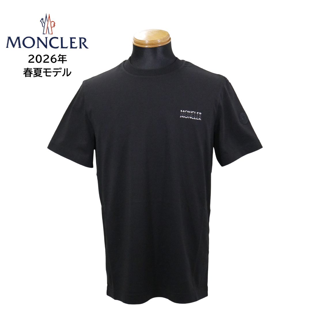 Rakuten - MONCLER メンズ Tシャツ 8C00007 89AYW ブラック BLACK 黒 半袖 クルーネック ロゴ カットソー
