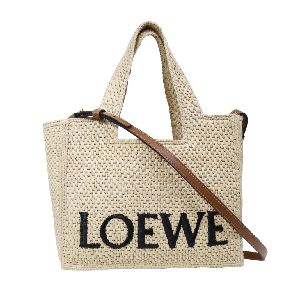 乐天商城 - LOEWE　ロエベ フォントショルダーバッグ　トートバッグ　スモール　A685B59X03　レディース　ラフィア　カゴバッグ　ベージュ　ナチュラル
