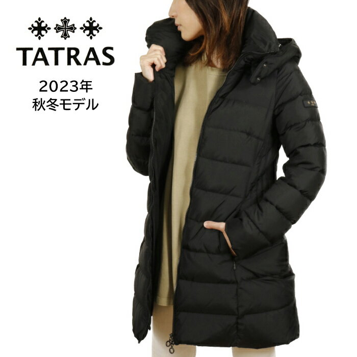 タトラス コート レディース TATRAS POLITEAMA タトラス ポリテアマ レディース ダウンコート LTAT23A4694-D 選べるカラ－フード着脱 Aライン ナイロン ミドル丈ダウンコート