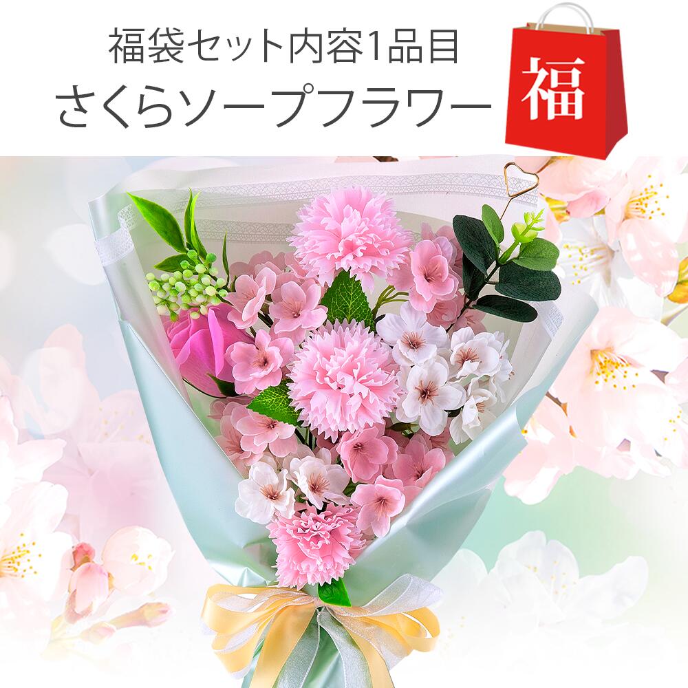 まだ間に合う！母の日プレゼント 福袋 母の日ギフト ソープフラワー さくら Mサイズ + レジカゴ / 母の日 ギフト プレゼント エコバック エコバッグ トートバッグ トートバック レジカゴバッグ 桜 プリザーブドフラワー 花