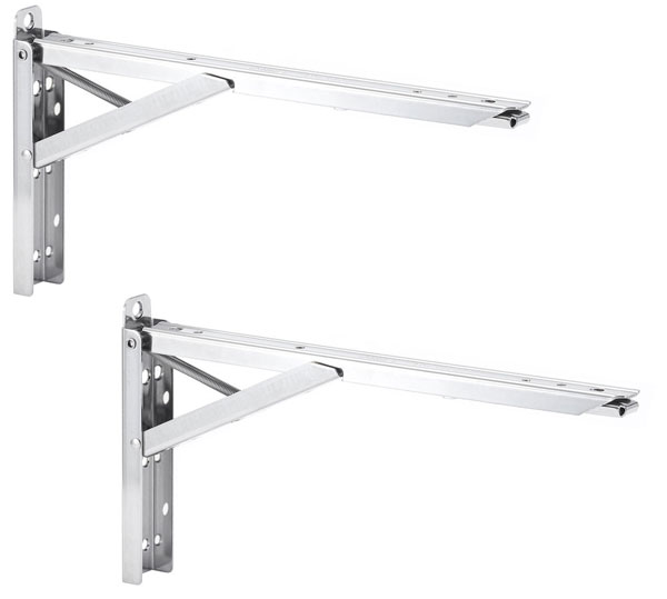 【耐荷重100kg】折りたたみ棚受け ステンレス製タッチポン300ミリ【収納】【屋外使用可】