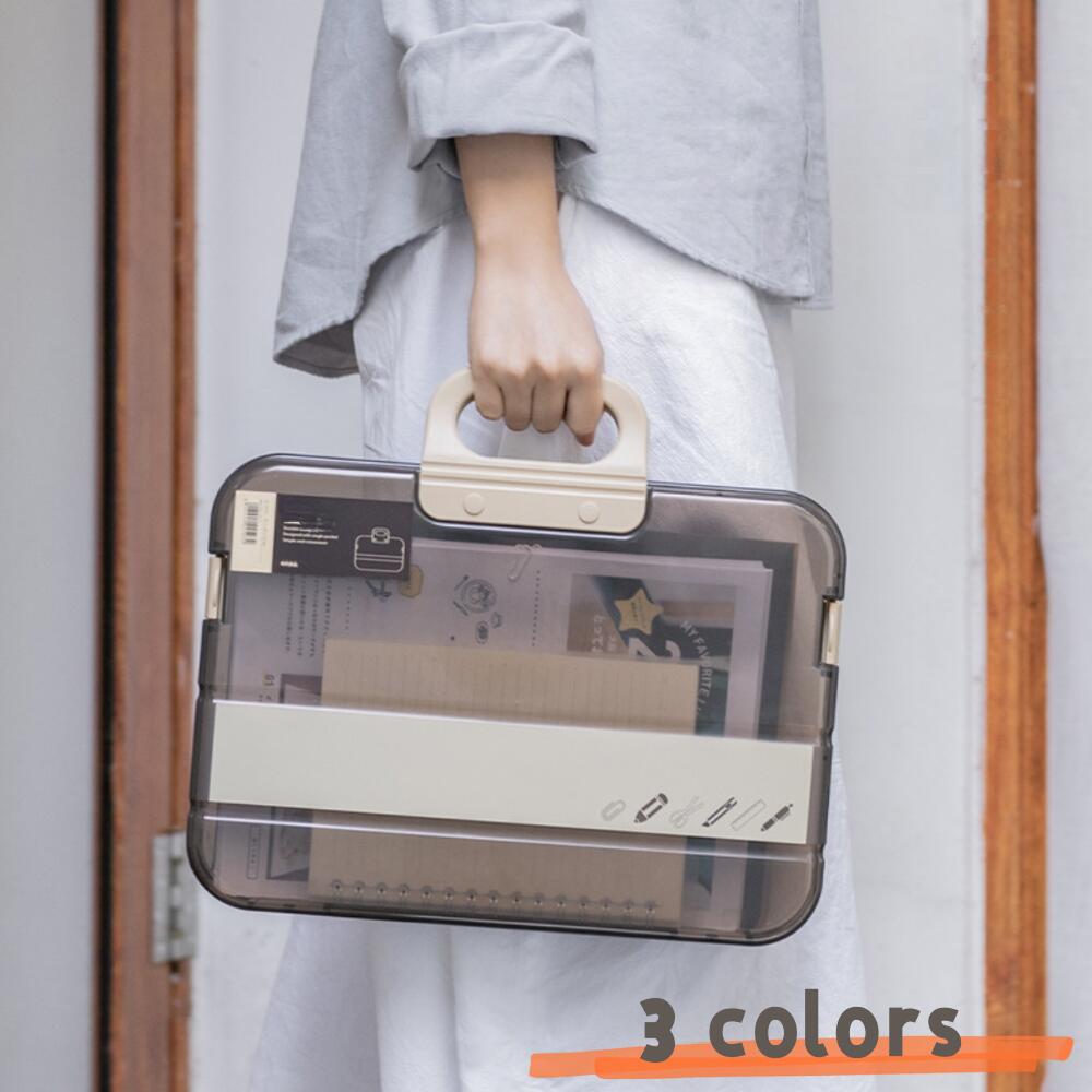 A4書類ケース 大容量 両ロック式 クリアファイルボックス 大容量 軽量 防水 オフィス収納 通勤 ビジネ..