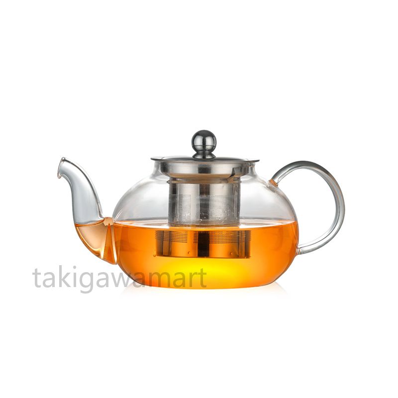 ティーポット 耐熱ガラス 急須 透明 紅茶ポット1000ml 大容量 ステンレス 茶こし付き 直火可 フルーツティー リーフティー 花茶 麦茶 茶ポット 茶器