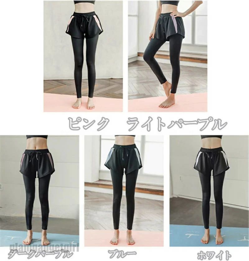 ヨガレギンス ショートパンツ一体型 ヨガズボン ヨガパンツ ショートパンツ付き レギンス ヨガウェア ..