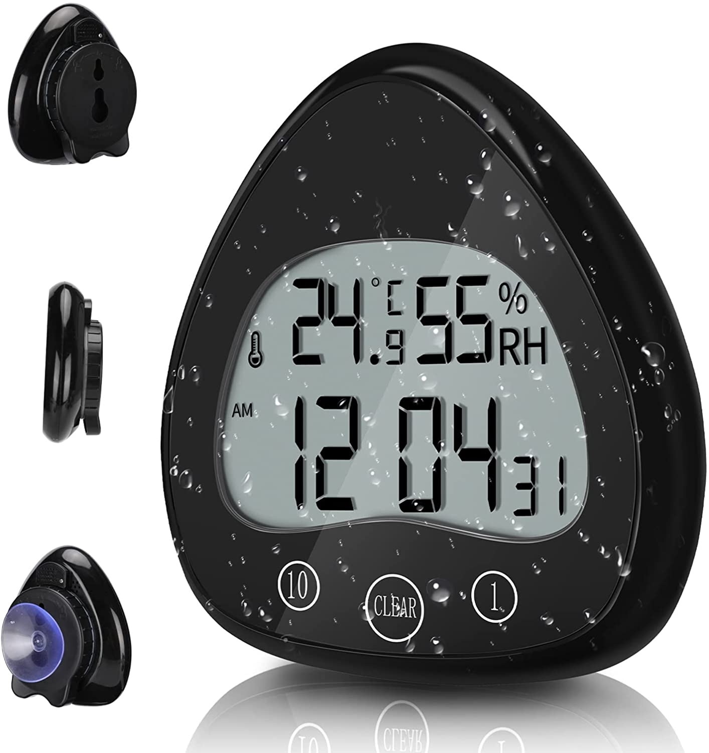 デジタル時計 壁掛け 温湿度計 防水 ボスルーム時計 おしゃれ 置き時計 防水クロック お風呂 シャワー..