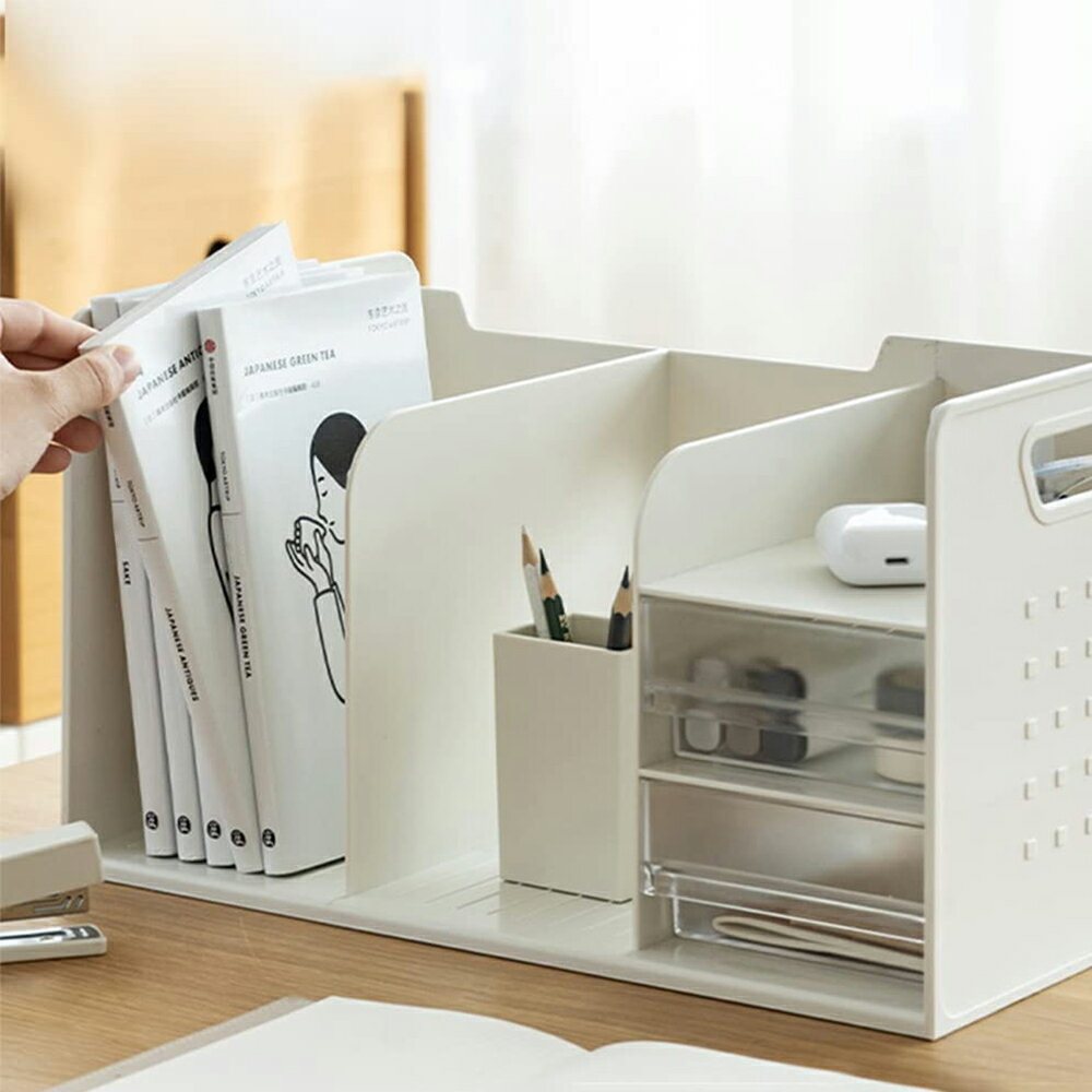 卓上収納ボックス デスク上置き棚 ファイルボックス 卓上収納ラック 大容量 オフィス収納 机上収納ボッ..