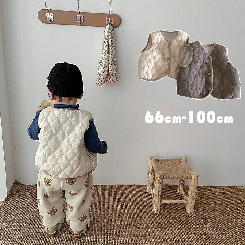 ベスト 子供 赤ちゃん ベビー 春 秋 冬 新生児 キルティング 66cm-100cm トップス コート キッズ服 ベ..