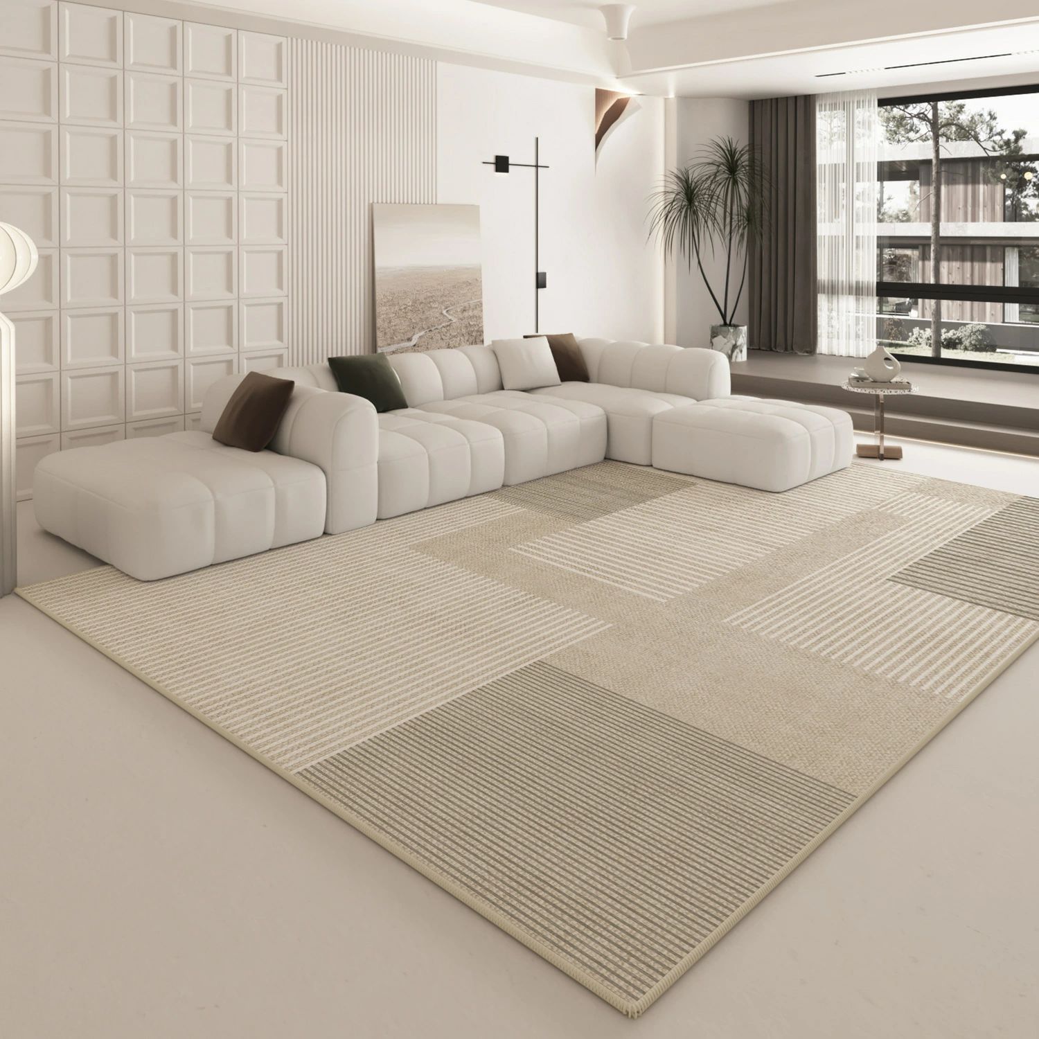 ジオメトリラグ ラグ 洗える オールシーズン 200×340 幾何 3畳用 北欧 防ダニ 滑り止め付 ホットカーペット対応 床暖房対応 夏 冬 マット ラグマット カーペット ラグカーペット ウォッシャブル ループウール リビング ハイエンド おしゃれ 静電気防止 防水 防汚