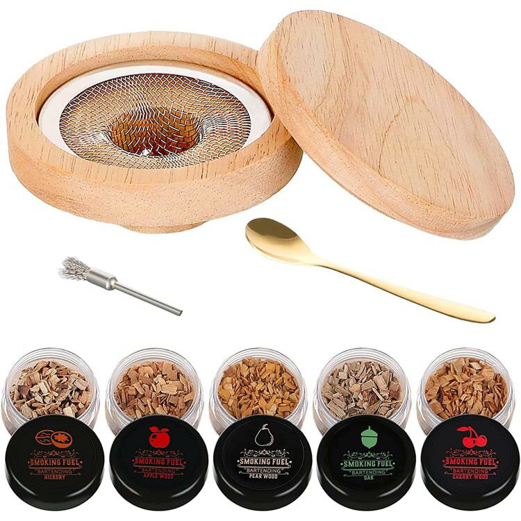 送料無料 カクテルスモーカー カクテルスモーカーキット 燻製器 5種類の木製チップ付き 燻製 カクテル..