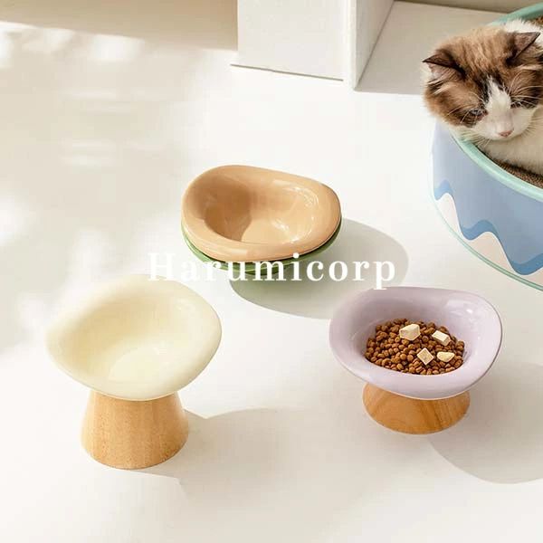 猫 犬 フードボウル 食器台 傾斜 陶器 水入れ 斜め 食べやすい 高さ 水飲み セラミック ペット食器 お..