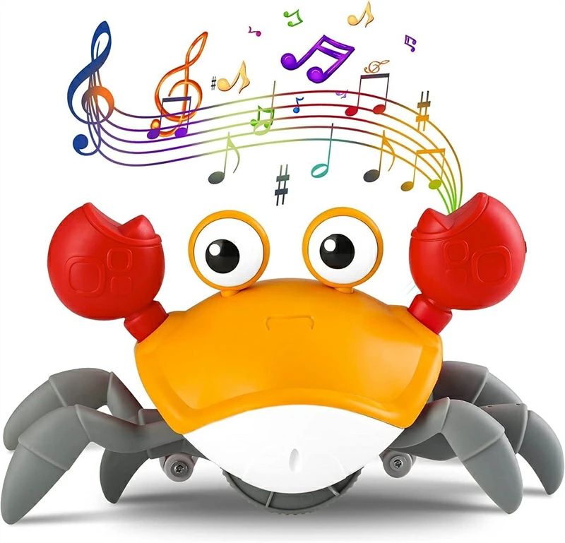 カニ おもちゃ 動く 子供向け、音楽這うカニ、シミュレーションカニおもちゃ、自動的に障害物を回避す..