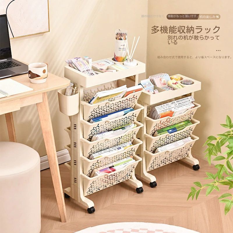 モバイル本棚、回転式取り外し可能な整理棚モバイル本棚、リビングルーム、学習教室、オフィス用のスリ..