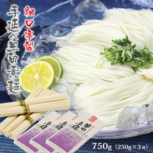 [メール便送料無料]手延べ半田そうめん【細口麺】750g (250g (50g×5束) × 3袋)