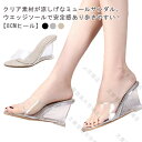 クリアヒール ミュール サンダル 8cm ヒール ウエッジソール クリアサンダル クリアミュール ラウンドトゥ クリア 透明 ミュールサンダル 大人可愛い レデ...