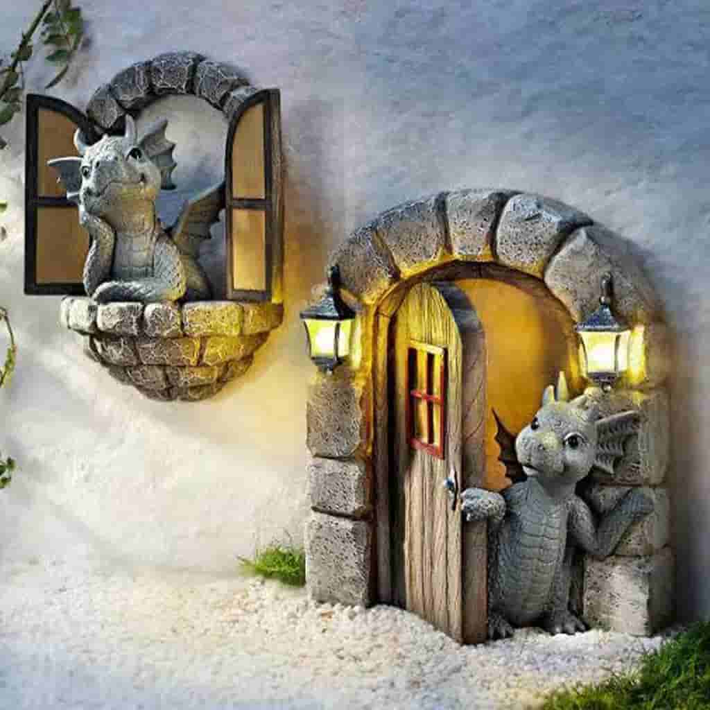 2個セット 庭の飾り オーナメント かわいい 恐竜像 ガーデンオーナメント ガーデニングオブジェ 置物 庭 飾り 防水屋外 アウトドア デ装飾用品 可愛い 家飾り ギフト/プレゼント 公園コレーション 樹脂製