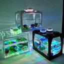 LEDライト付き ミニ水槽 水槽セット アクアリウム 魚飼育セット 小型水族館 メダカ 熱帯魚 卓上飾リ 省エネ 多機能 ミニ水族館 水交換なし リビングルーム...