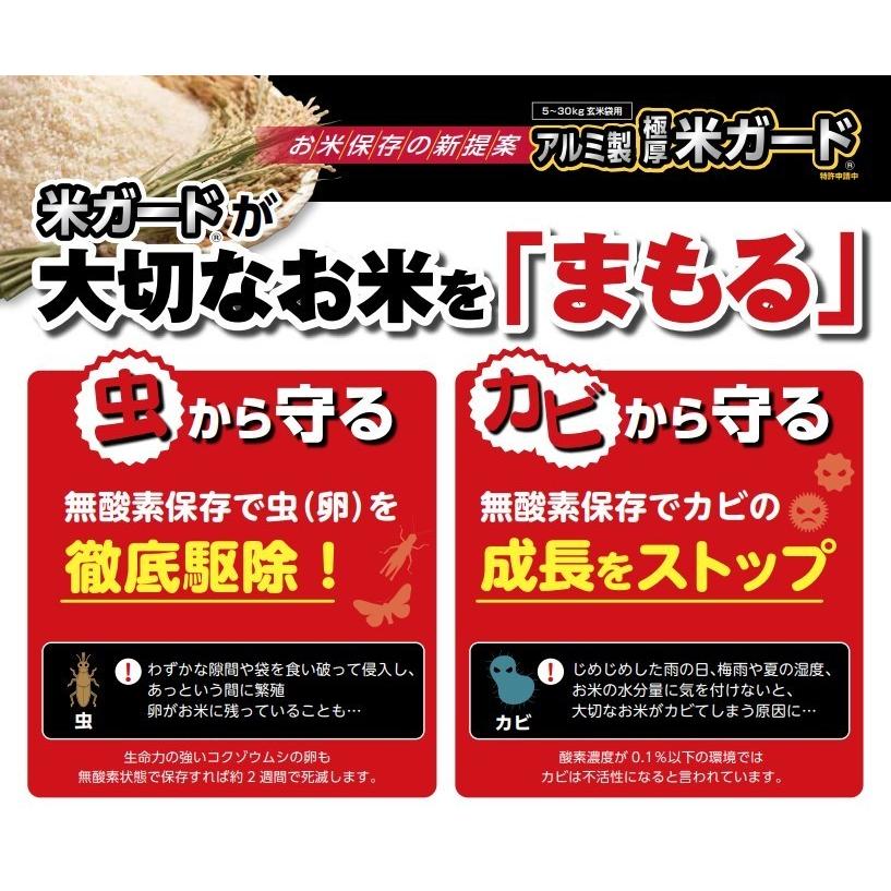 (3個セット) 米ガード (脱酸素剤付属)　環境技研　米保存袋　アルミ製 玄米保管　米袋30kg用　真空パック