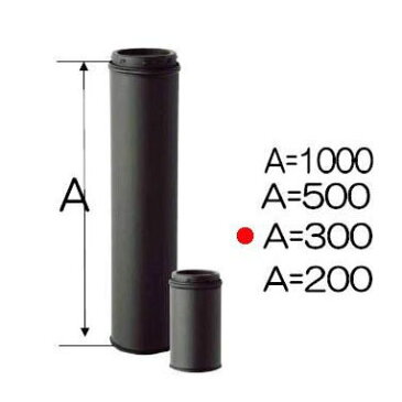 ストロング断熱黒耐熱ステンレス 2重煙突 半直筒 φ150mm×300mm バンド1個付き［半筒 内径150mm×外径200mm 厚み0.5mm］DANTEX