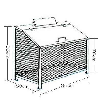 完成品 ワンニャンカア B-90 W90×D50×H85cm ステンレス製(鋼種:SUS304) ゴミステーション ステンレス光 (4t車侵入可能地域限定) yuas [3]