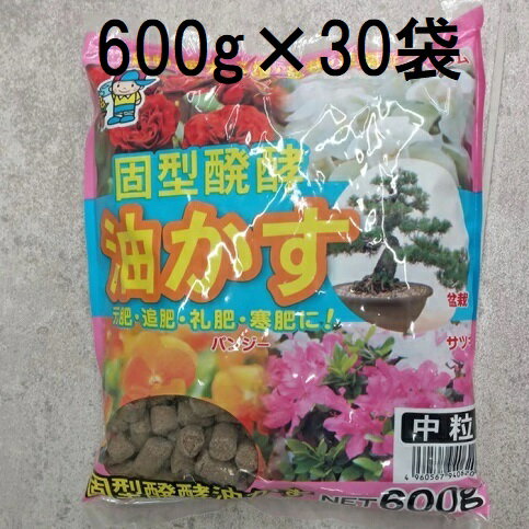 (30個セット特価) 固型醗酵油かす 中粒 600g 圧搾しぼり発酵固形油粕 固型油粕 あかぎ園芸 zs