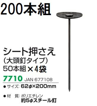 (200本セット) キンボシ シート押さえ φ62×200mm (大頭釘タイプ) 7710 防草シート押さえ 50本入×4袋　(zmG4)