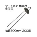 (200組セット) 黒丸君 (黒丸君板 4穴 黒 と スチール杭 足長30cm) スチール杭 300mm 傘付 (マルチ 防草シート 不織布の止め具) シート押...