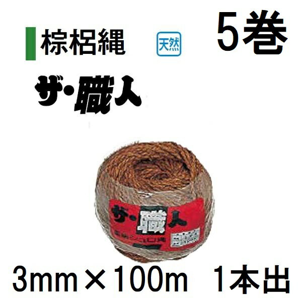(5巻セット) 緑化資材 高級シュロ縄 ザ・職人 1本出 30176800 玉巻 赤(3mm×100m)　...