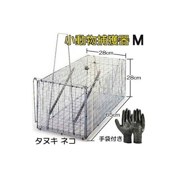 丸十金網 イタチ 猫 小動物捕獲器 (作業手袋付き)アニマルキャッチャー 餌吊式 M型 ジャンボ捕獲器 日本製