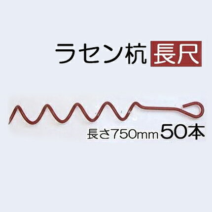 (50本セット特価) 日本製 らせん杭 長尺 φ13×750mm ラセン杭 赤錆止め塗装 (ビニールハウス パイプ倉庫の固定に) 螺旋杭 (国産品) zm