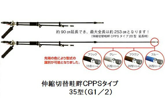 伸縮切替畦畔CPPSタイプ 35型 (取付ネジ G1/2) 132264 カーボンパイプ製 ヤマホ工業
