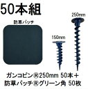 (50本組セット) デュポン Xavan ザバーン 純製品 ガンコピン250mm 50本+防草パッチ 50枚 グリーン 120mm角R付片面テープ P-GA250-XTP50GR (防草シート JPシート) グリーンフィールド zm