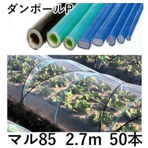 (50本セット) ダンポールP マル85 ×2.7m 緑 トンネル幅140cm (個人宅配送OK) ［園芸支柱 家庭菜園 トンネル支柱 強靭 瀧商店］ 宇部エ..