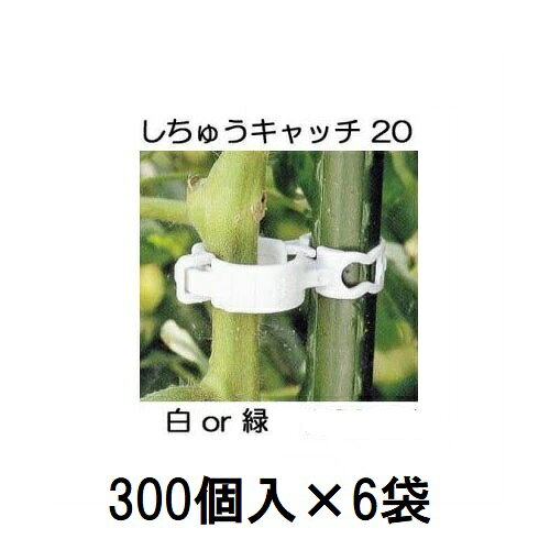 (300個入×6袋) 誘引資材 しちゅうキャッチ 20 (白or緑 色選択) 支柱径20mm用 (1800個入) シーム S20W-3..
