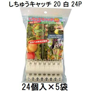 (24個入×5袋) 誘引資材 しちゅうキャッチ 20 白 支柱径20mm用 シーム (120個入) S20W-24 (佐川等orレタ..